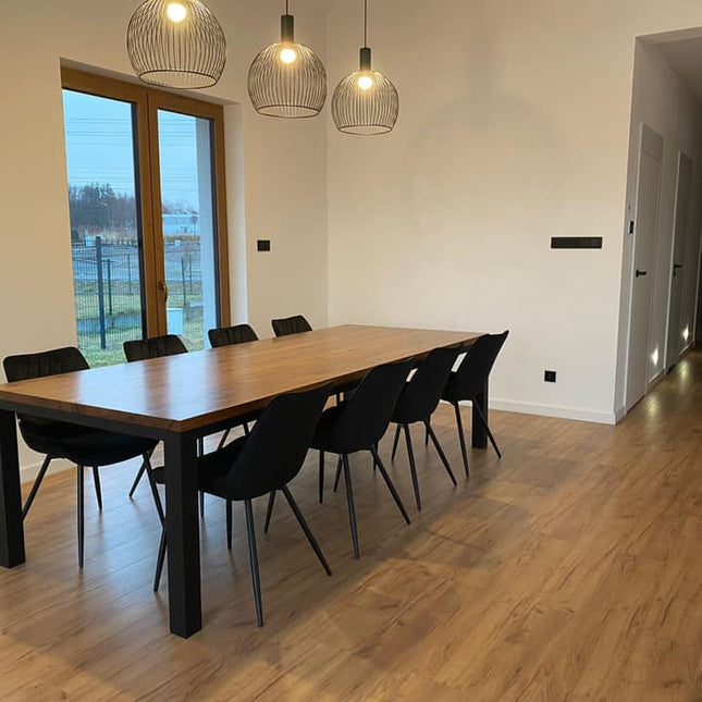 Solid Oak Dining Table End Pin Steel Legs CLAR 035