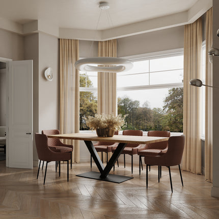 Solid Oak Dining Table Steel Leg 043