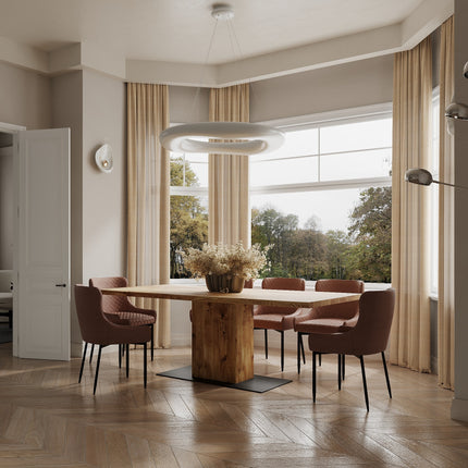 Solid Oak Dining Table Steel Leg 046