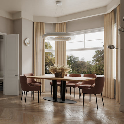 Solid Oak Dining Table Steel Leg 048