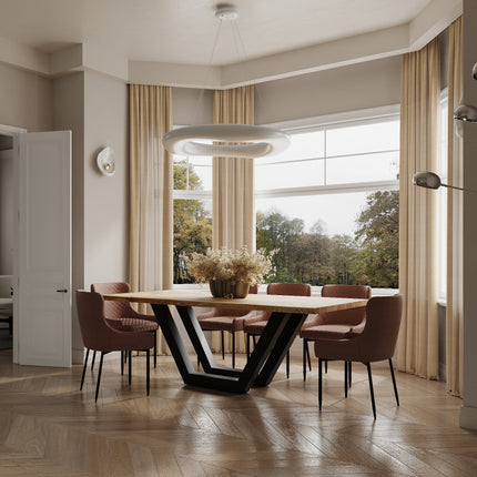 Solid Oak Dining Table Steel Leg 055