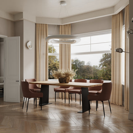 Solid Oak Dining Table Steel Leg 056