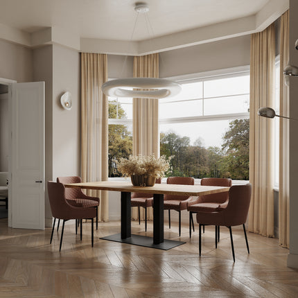 Solid Oak Dining Table Steel Leg 057