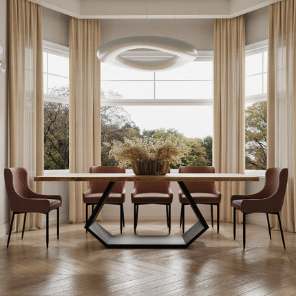 Solid Oak Dining Table Steel Leg 047