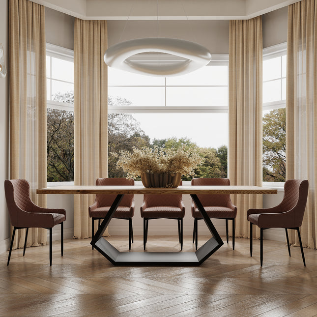 Solid Oak Dining Table Steel Leg 047