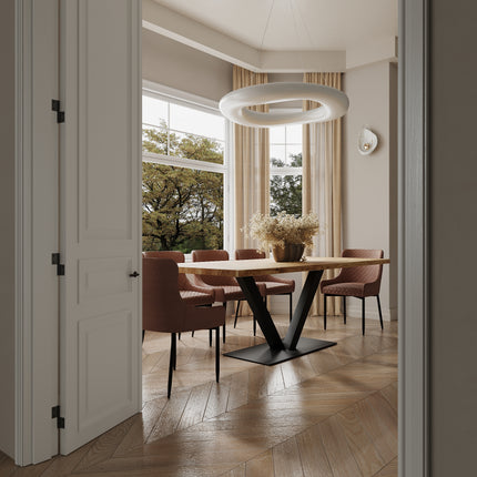 Solid Oak Dining Table Steel Leg 043