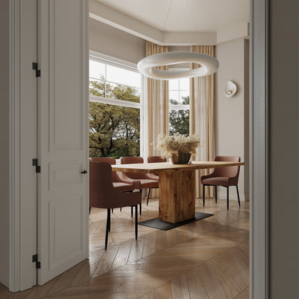 Solid Oak Dining Table Steel Leg 046