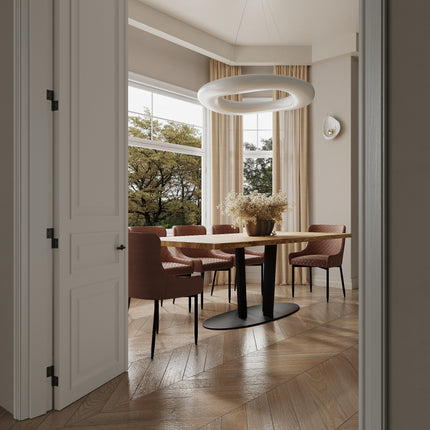 Solid Oak Dining Table Steel Leg 048