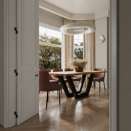 Solid Oak Dining Table Steel Leg 055