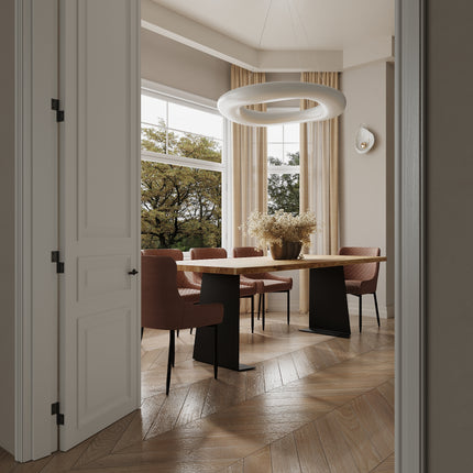 Solid Oak Dining Table Steel Leg 056