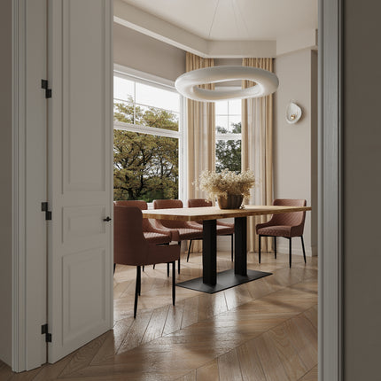 Solid Oak Dining Table Steel Leg 057