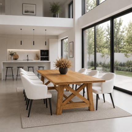 Brigg Rustic Dining Table  SQUARE X Wooden Base