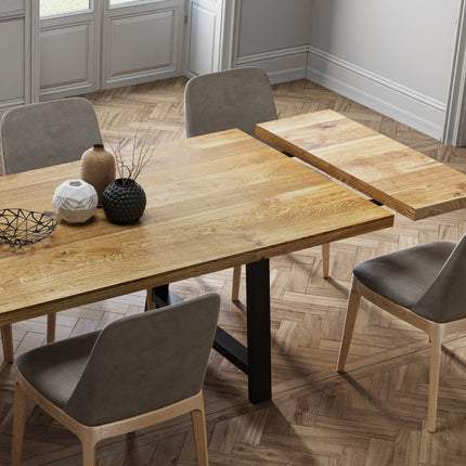 Extendable Solid Oak Dining Table Clar AF Legs 085