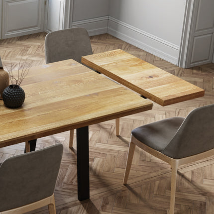 Extendable Solid Oak Dining Table Clar Pin Legs 086