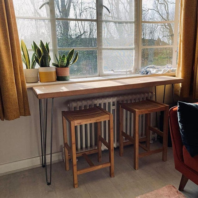 Freestanding Rustic Console Table With Hairpin Legs 24cm Depth
