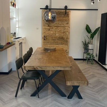 Extra Wide Dining Table Lincoln Dine Table Rustic Farmhouse Rustic Wood Chunky Metal Legs