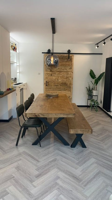 Extra Wide Dining Table Lincoln Dine Table Rustic Farmhouse Rustic Wood Chunky Metal Legs