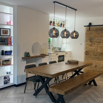 Extra Wide Dining Table Lincoln Dine Table Rustic Farmhouse Rustic Wood Chunky Metal Legs