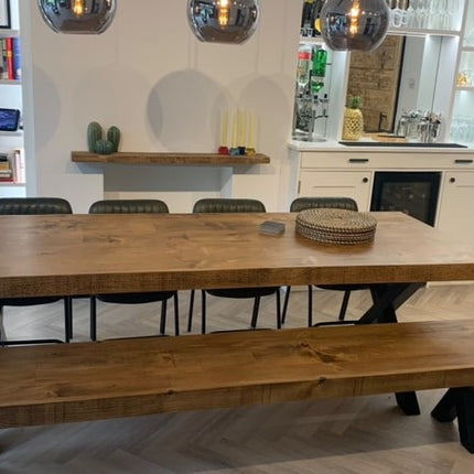 Extra Wide Dining Table Lincoln Dine Table Rustic Farmhouse Rustic Wood Chunky Metal Legs