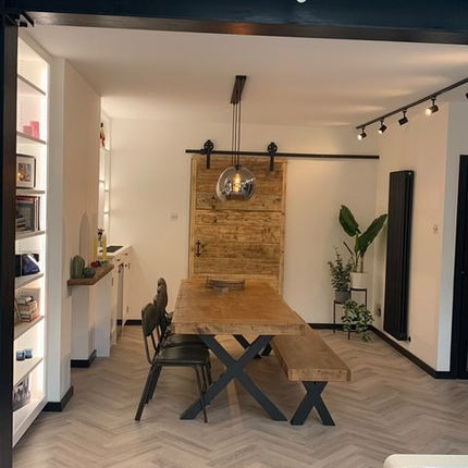 Extra Wide Dining Table Lincoln Dine Table Rustic Farmhouse Rustic Wood Chunky Metal Legs