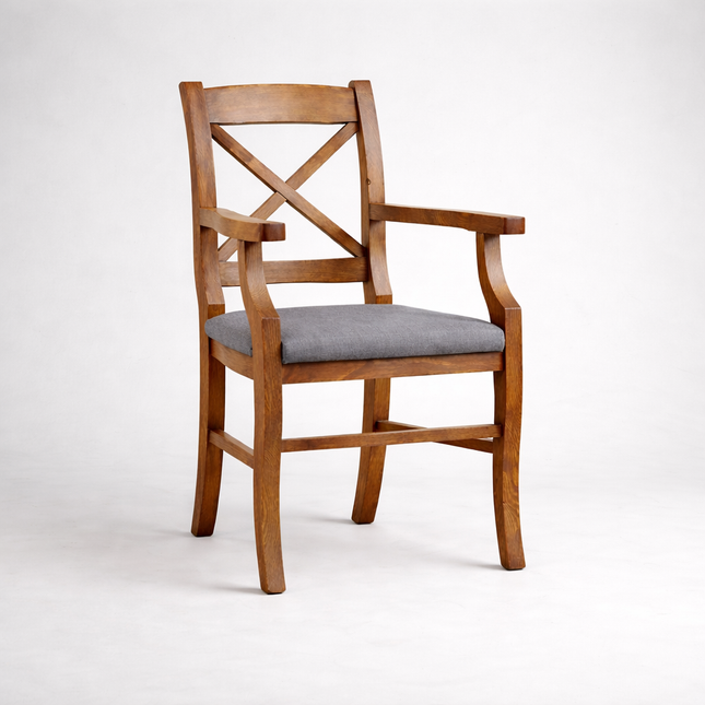 Broxa Wooden Dining Armchair Solid Wood Upholstered