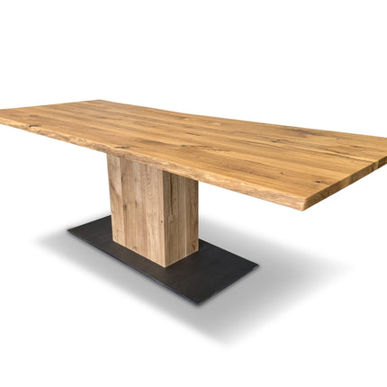 Solid Oak Dining Table Steel Leg 046