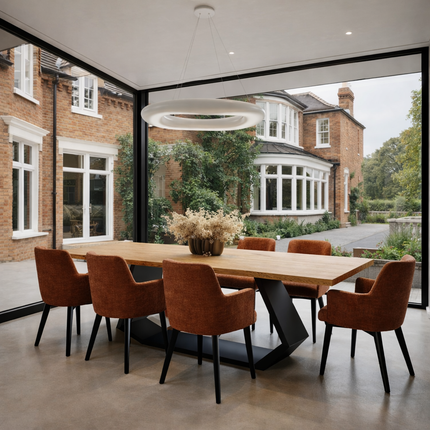 Solid Oak Dining Table Steel Leg 047