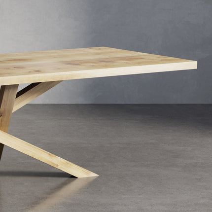 Ranby Oak Modern Dining Table Crossover Wooden Base