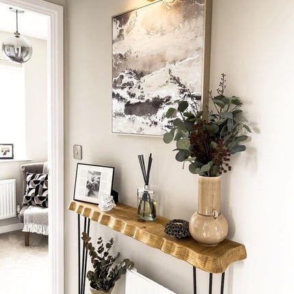 Firsby Live Edge Console Table With Hairpin Legs 19cm Depth
