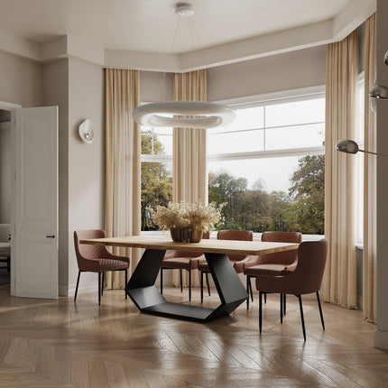 Solid Oak Dining Table Steel Leg 047