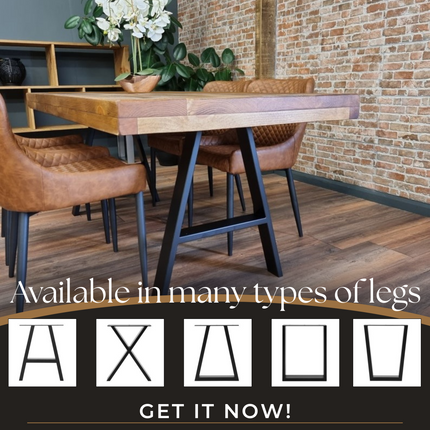 Grantham Thick Dining Industrial Dining Table A Frame Steel Legs