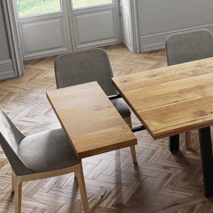 Extendable Solid Oak Dining Table Clar Pin Legs 086