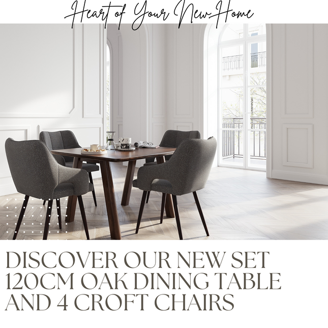 SET - 120cm Solid Oak Dining Table + 4 Chairs CROFT 051