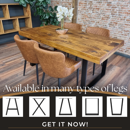 Grantham Thick Dining Industrial Dining Table Square Steel Legs