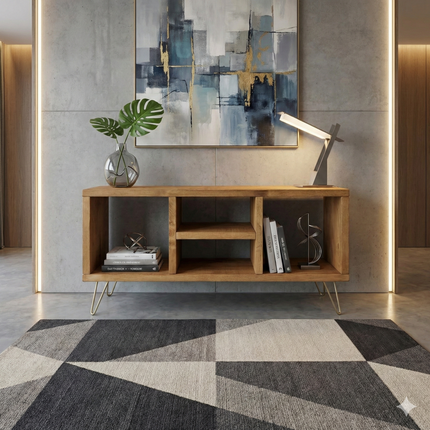 Industrial TV Stand With Shelf Rustic Solid Wood Furniture Vintage Retro Style Cabinet Reclaimed Large Wooden Media Storage Unit