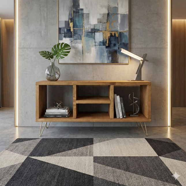 Industrial TV Stand With Shelf Rustic Solid Wood Furniture Vintage Retro Style Cabinet Reclaimed Large Wooden Media Storage Unit