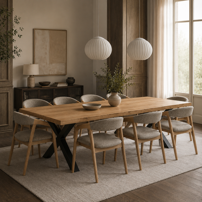 Somerby Solid Oak Dining Table Chunky Steel Leg