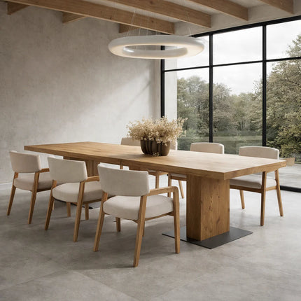 Swaton Solid Oak Dining Table with Wooden Base