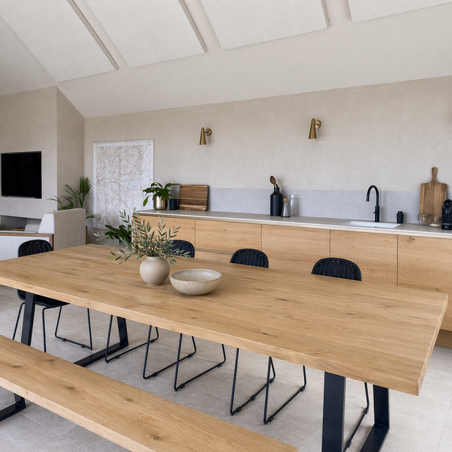 Wrangle Solid Oak Dining Table Steel Legs