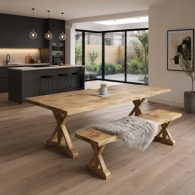 Brigg Straight Edge Dining Table Wooden Farmhouse XF Legs