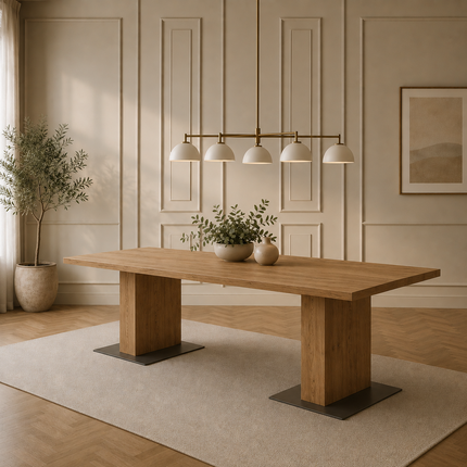 Swaton Solid Oak Dining Table with Wooden Base