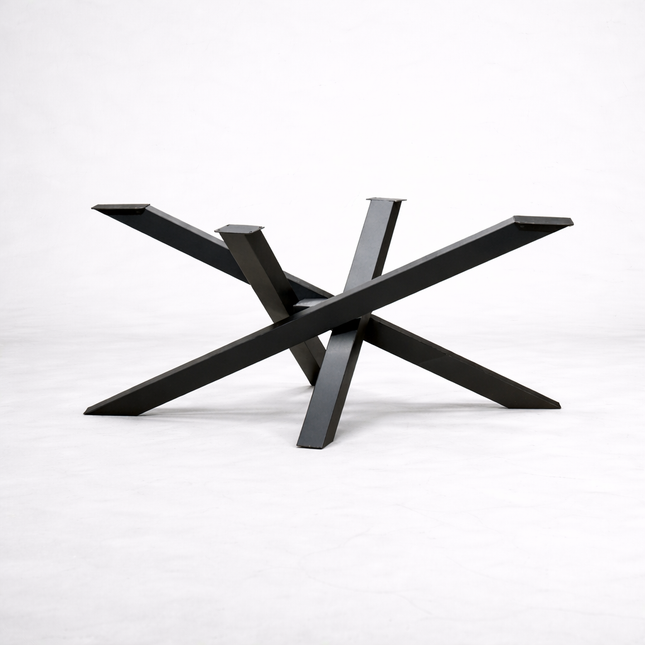 Firsby Live Edge Extendable 2-Sides Dining Table Crossover Steel Base