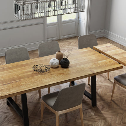 Extendable Solid Oak Dining Table Clar AF Legs 085