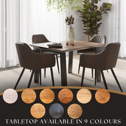 SET Solid Oak Dining Table + Chairs PU LEATHER ORBY