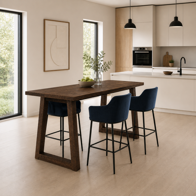 Brigg Straight Edge Breakfast Bar Trapezium Wooden Legs