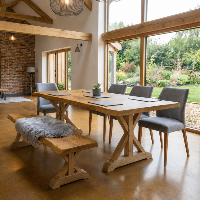 Firsby Live Edge Dining Table Wooden Farmhouse XF Legs