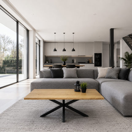 Oak loft coffee table Star Steel Base