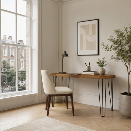 Brigg Small Desk Console Table Hairpin Legs Rustic Hallway Table 34cm Width