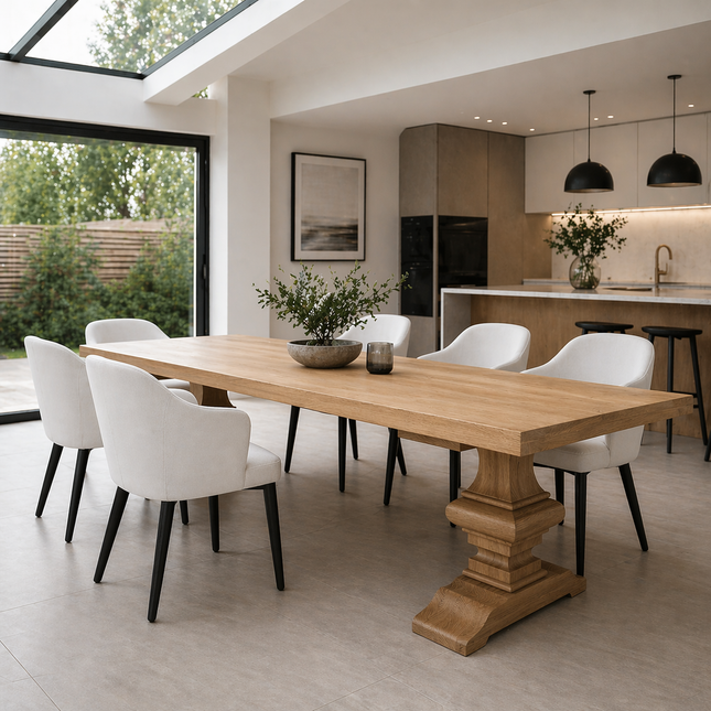 Yarrow Oak Modern Dining Table Wooden Legs
