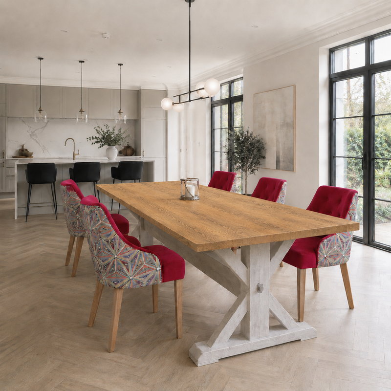 Brigg Rustic Dining Table Farmhouse X Beam Wooden Base